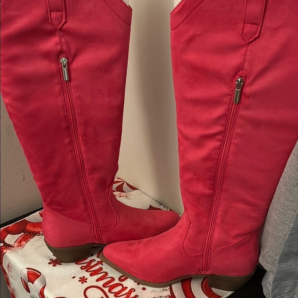 Vibrant Pink Tall Boots - Picture 6 of 13
